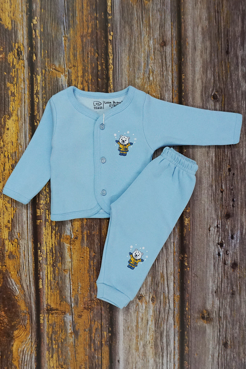 Fleece Buttoned Top & Pajami (in 4 Colors)