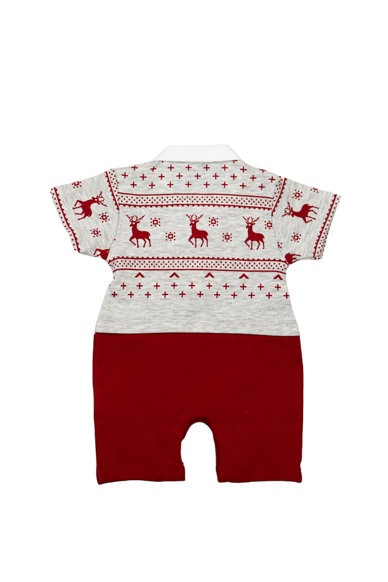 Boys Cotton Romper (Maroon)