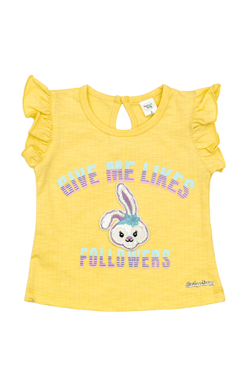 Cotton Top & Denim Shorts (Bunny - Yellow)