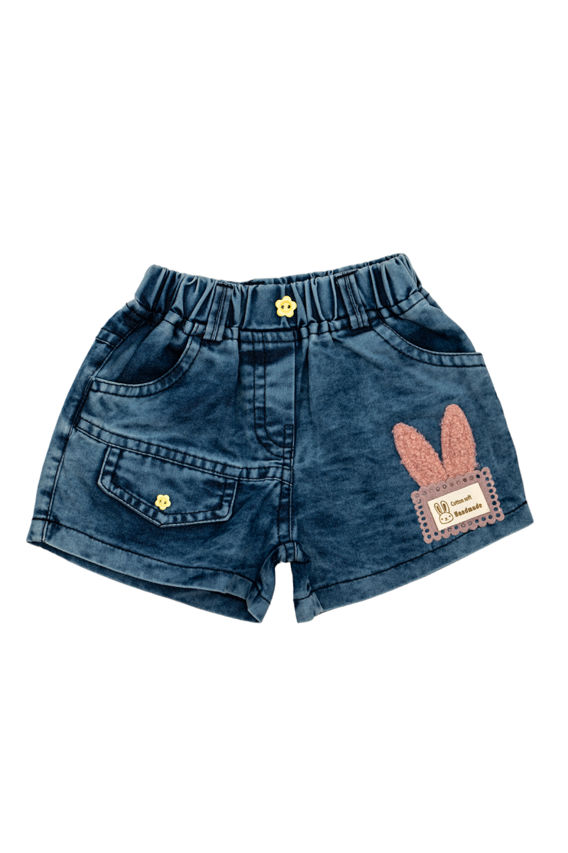 Cotton Top & Denim Shorts (Bunny - Yellow)