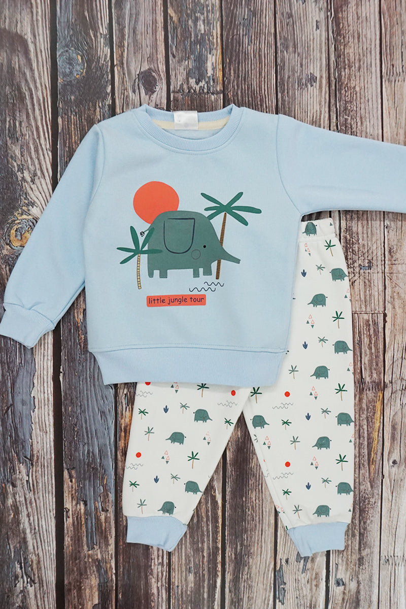 Blue Elephant Fleece Suit (1-2 Years | 2-3 Years)