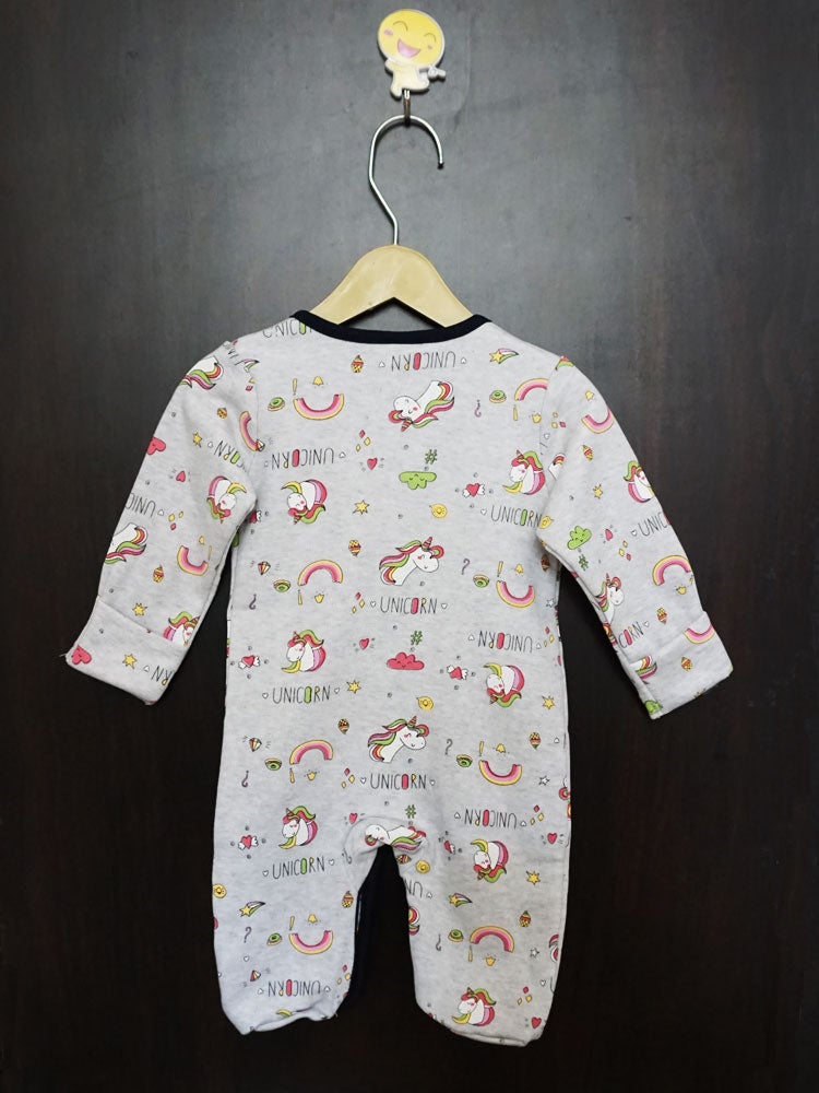 Grey Unicorn Fleece Romper (9-14 Months)