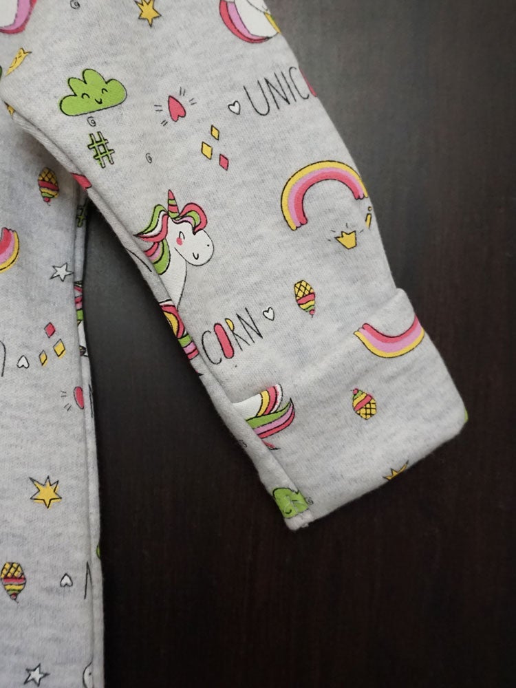 Grey Unicorn Fleece Romper (9-14 Months)