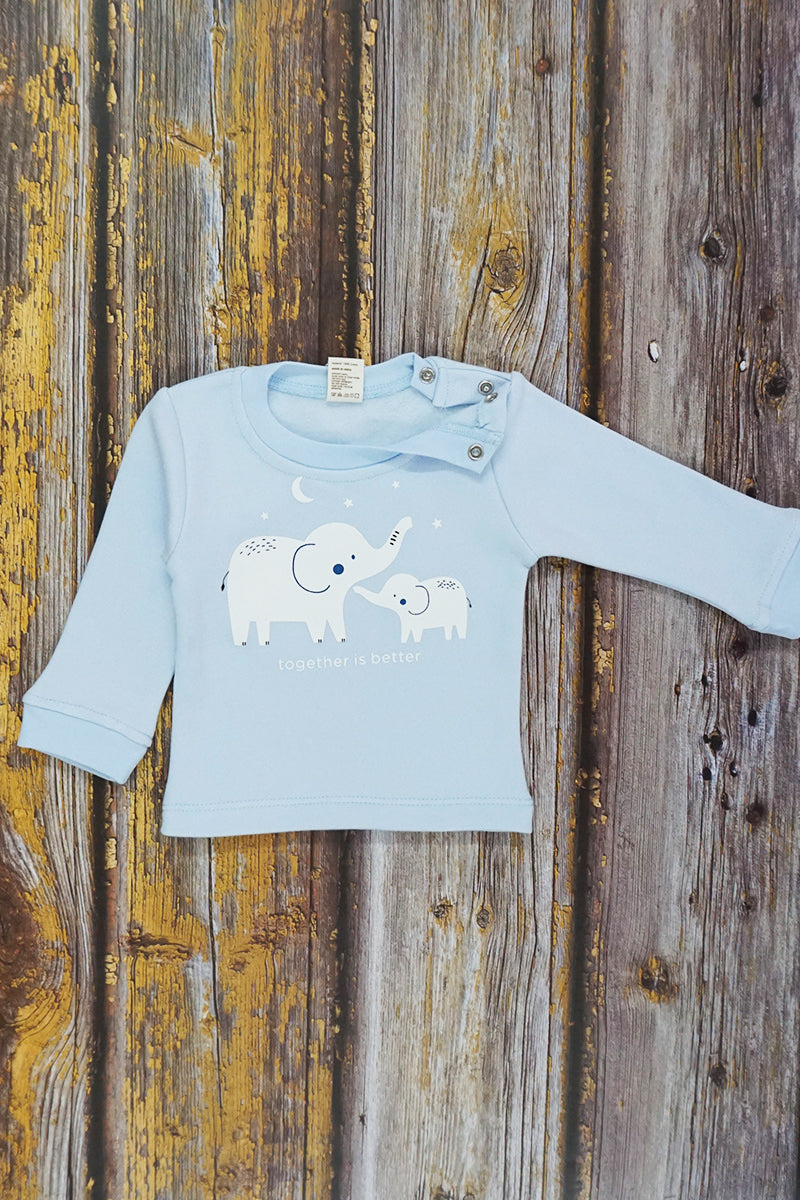 Fleece Suit with Fun Prints - Sky