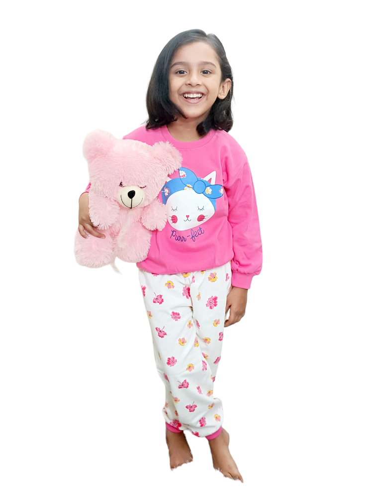Pink & White Fleece Comfort Suit