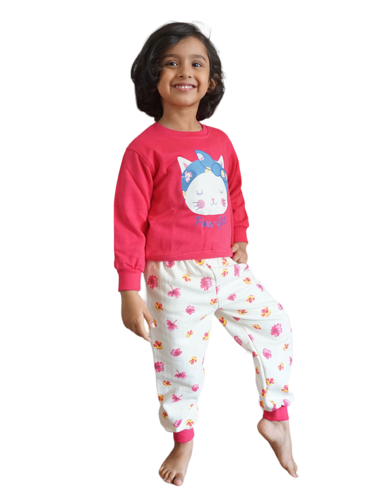Pink & White Fleece Comfort Suit