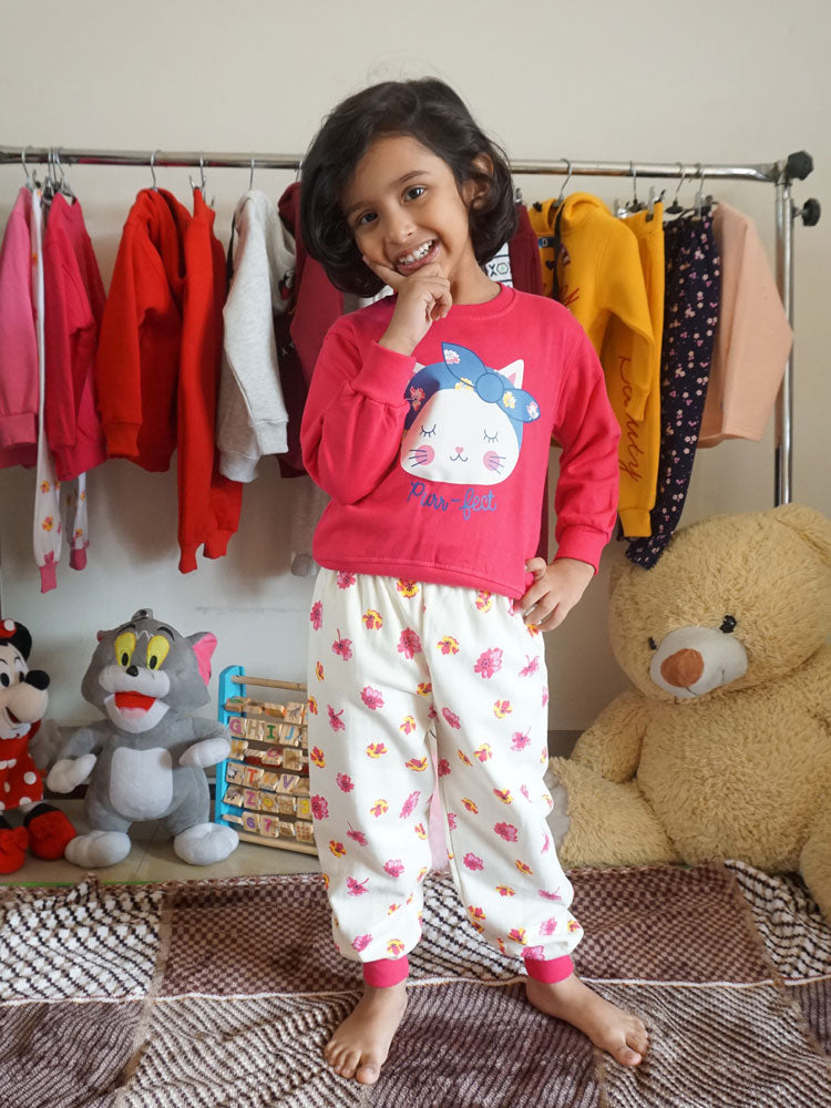 Pink & White Fleece Comfort Suit
