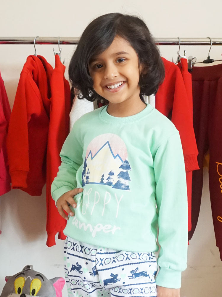 Sea Green & White Fleece Lounge Wear (3-4/4-5/5-6 Years)