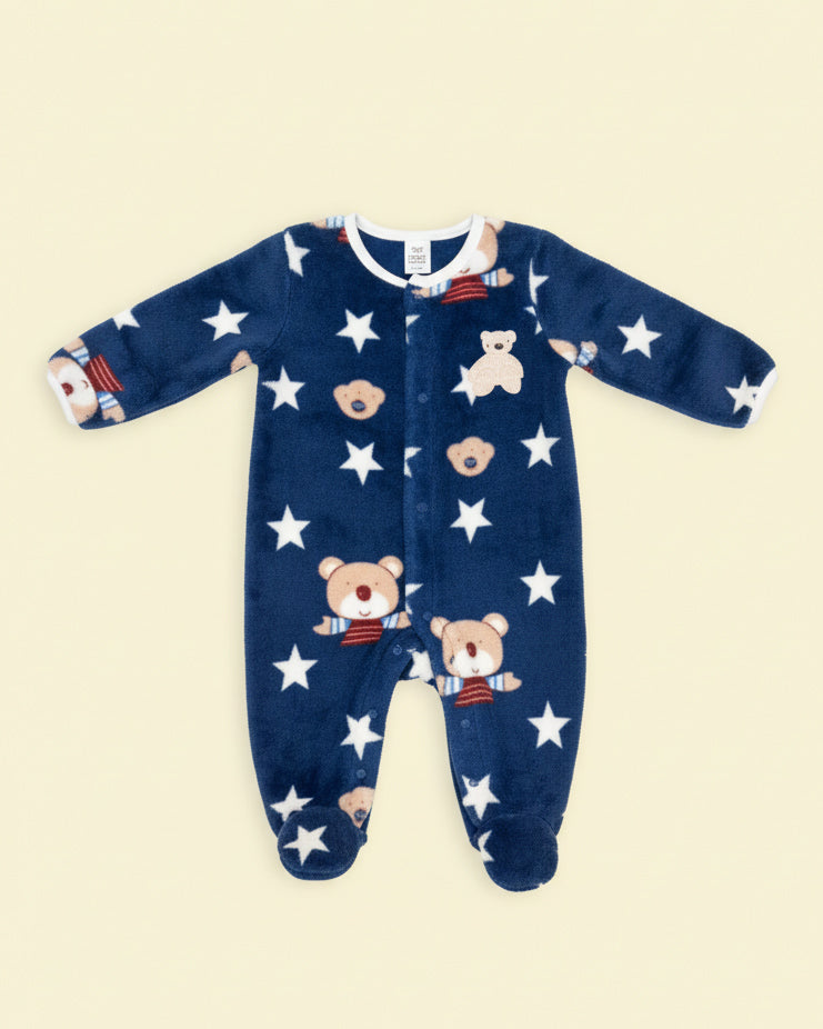 Fur Footed Romper (Bears & Stars)
