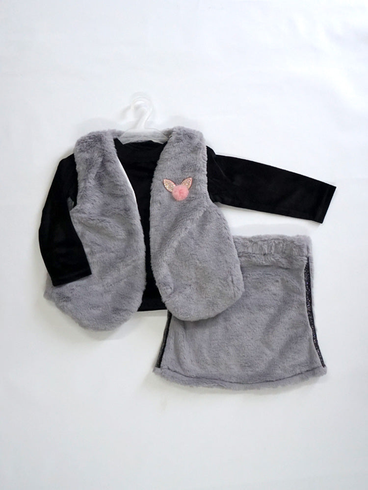 Faux Fur Jacket and Skirt with Velvet Top (2-3 Years|4-5 Years)