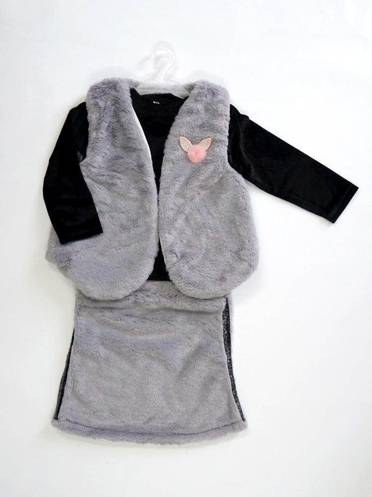 Faux Fur Jacket and Skirt with Velvet Top (2-3 Years|4-5 Years)
