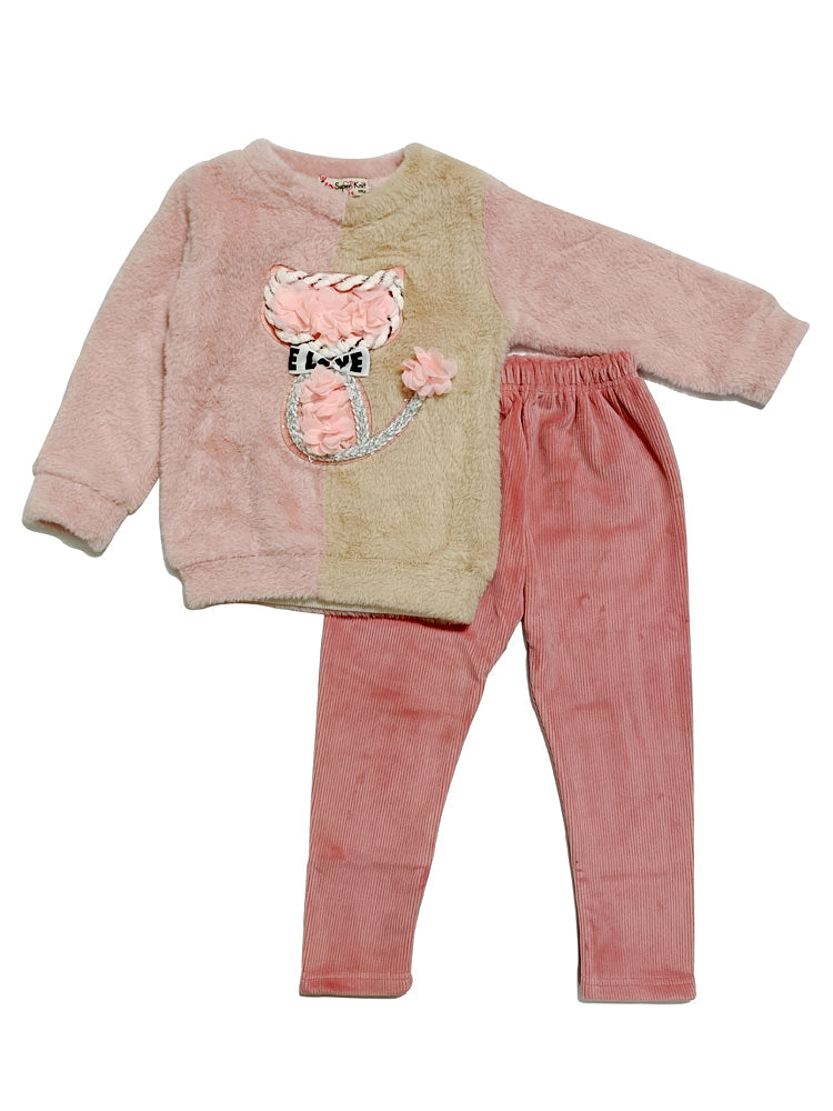 Fur Sweatshirt & Quilted Cotrise Pant (3-4 Yr | 4-5 Yr)