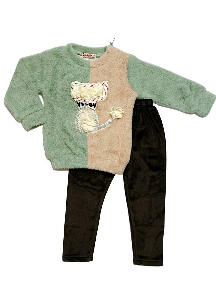 Fur Sweatshirt & Quilted Cotrise Pant (6-12M|1-2Yr|2-3Yr|3-4Yr)
