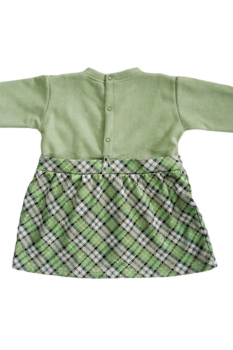 Pre Winter Full Sleeves Frock with Pajami Set (Green)