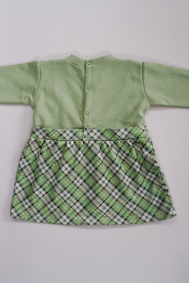 Pre Winter Full Sleeves Frock with Pajami Set (Green)