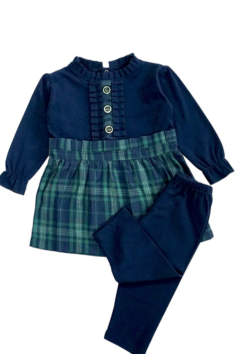 Pre Winter Full Sleeves Frock with Pajami Set Navy Blue