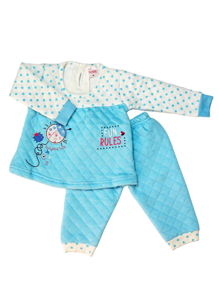 Blue Polka Dots Polyfill Baby Suit (6-12 M)