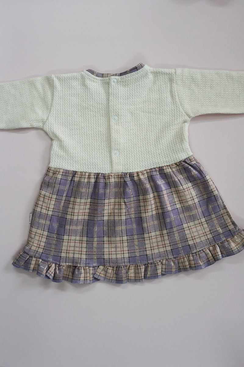 Pre Winter Full Sleeves Frock with Pajami Set (Purple)