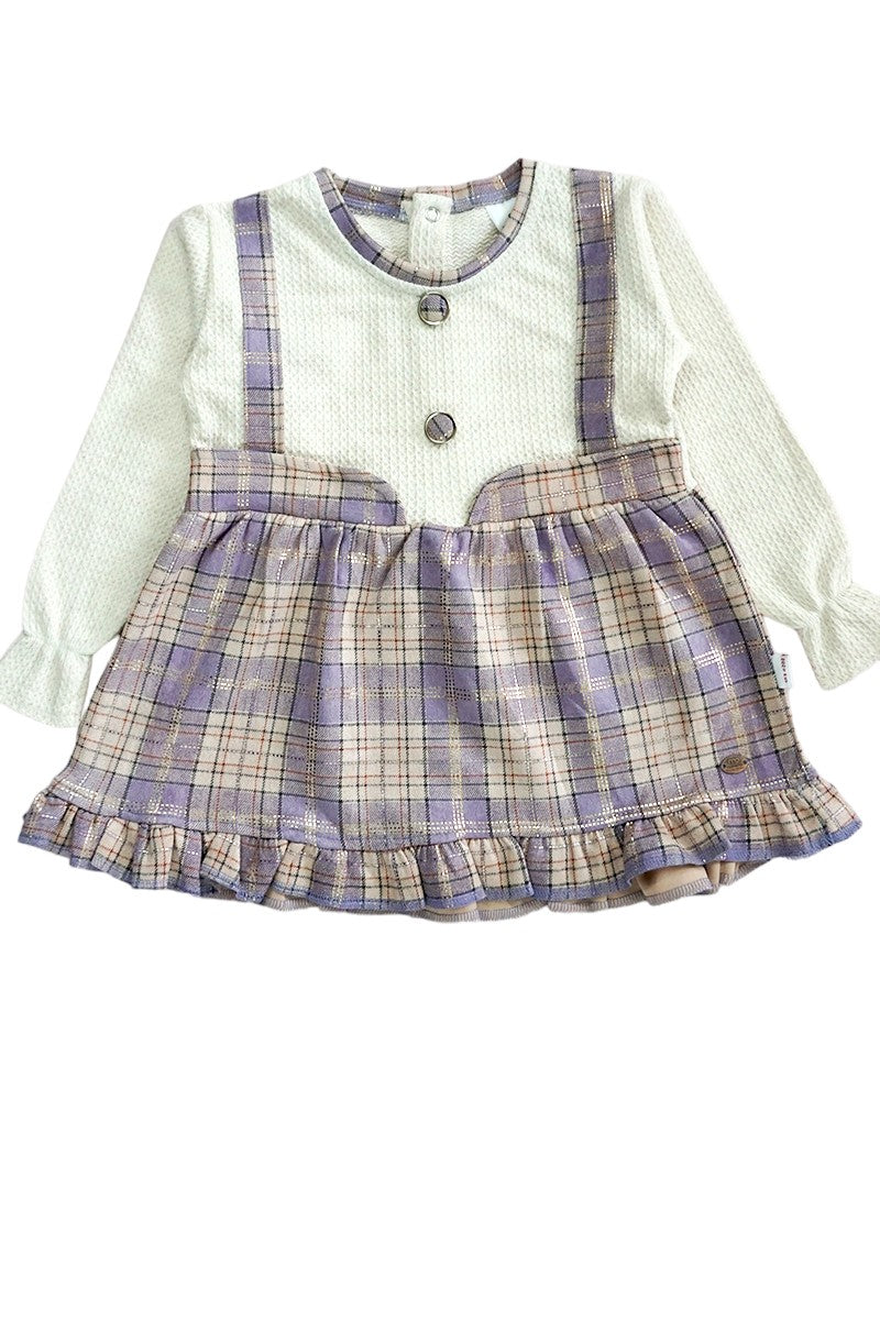 Pre Winter Full Sleeves Frock with Pajami Set (Purple)