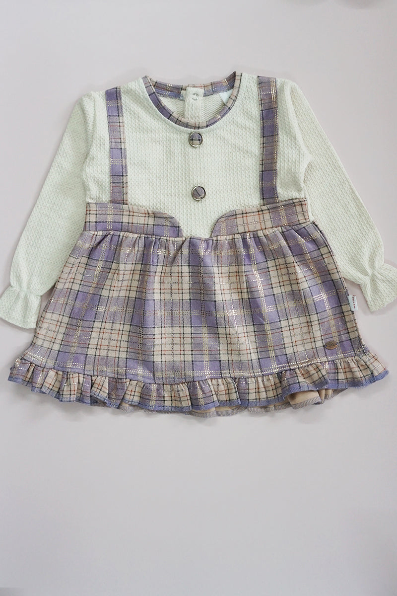 Pre Winter Full Sleeves Frock with Pajami Set (Purple)