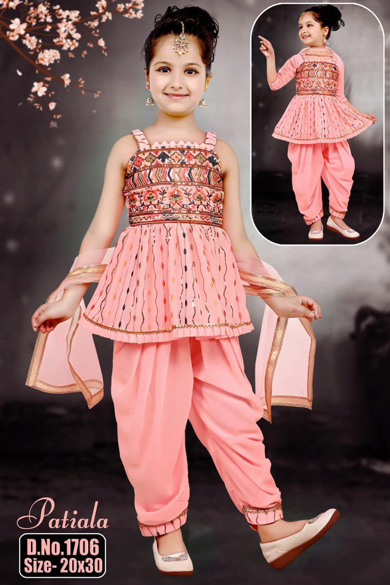 Patiala Salwar and Kurti (Peach)