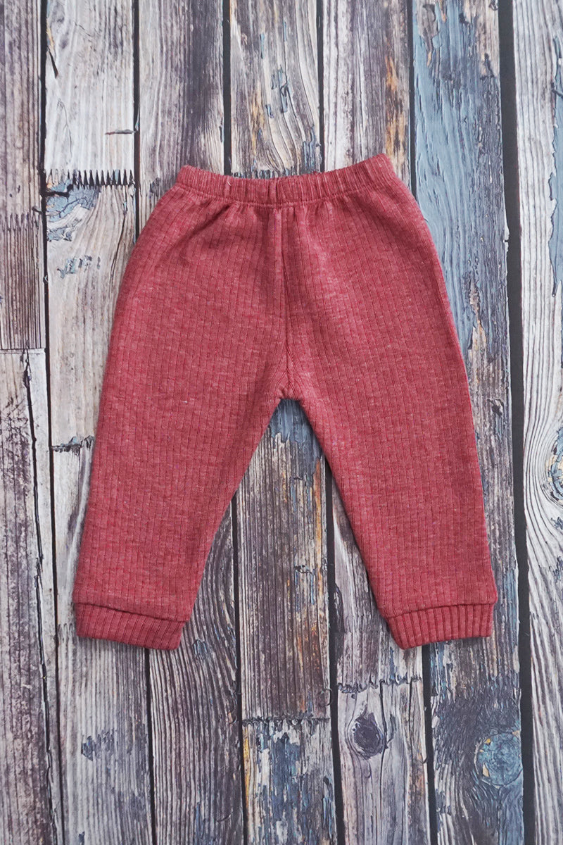 3-Piece Cotton Frock, Shrug & Pajami (Maroon)
