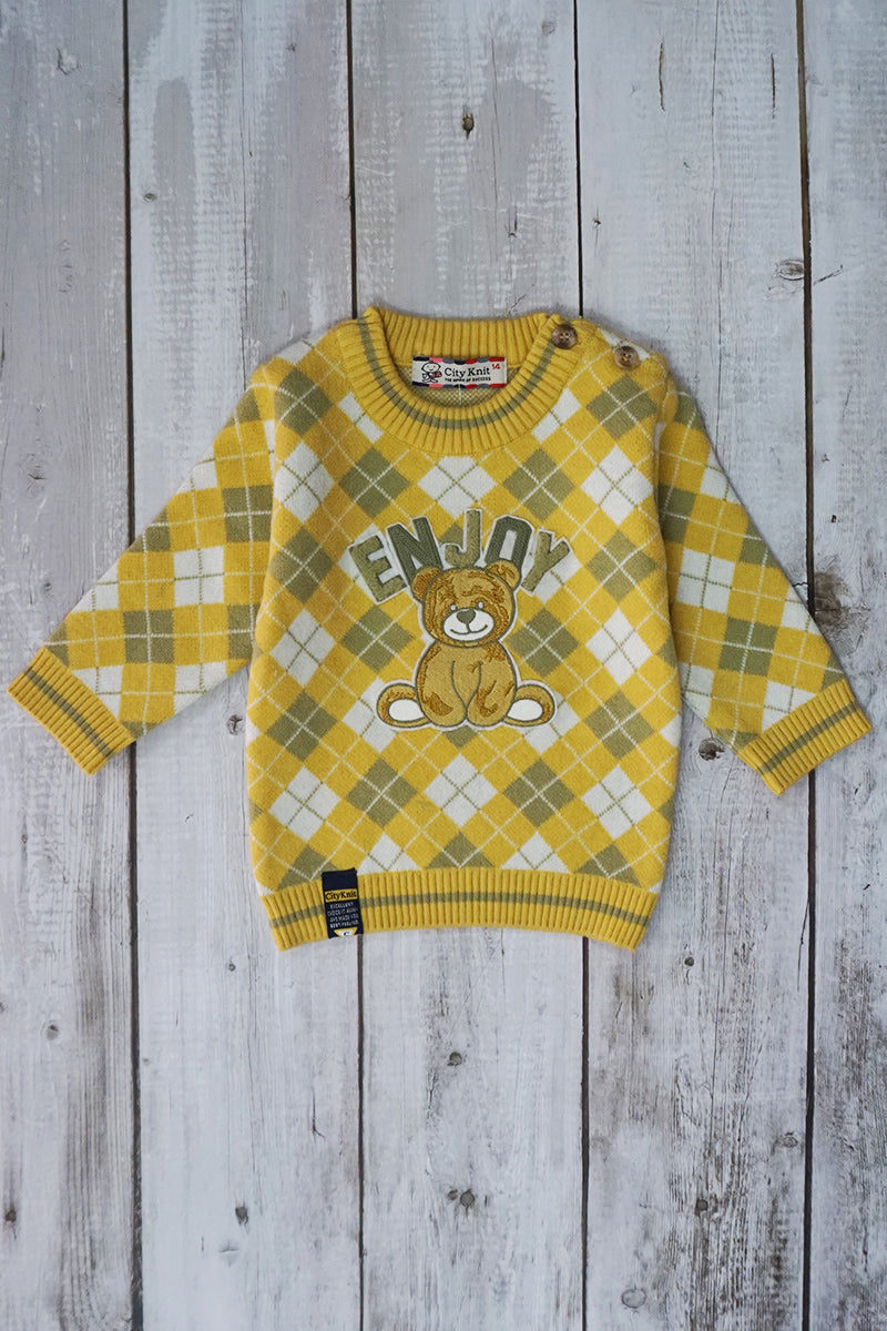 Sweater Knitted Co-ord Set with Cap - Gold