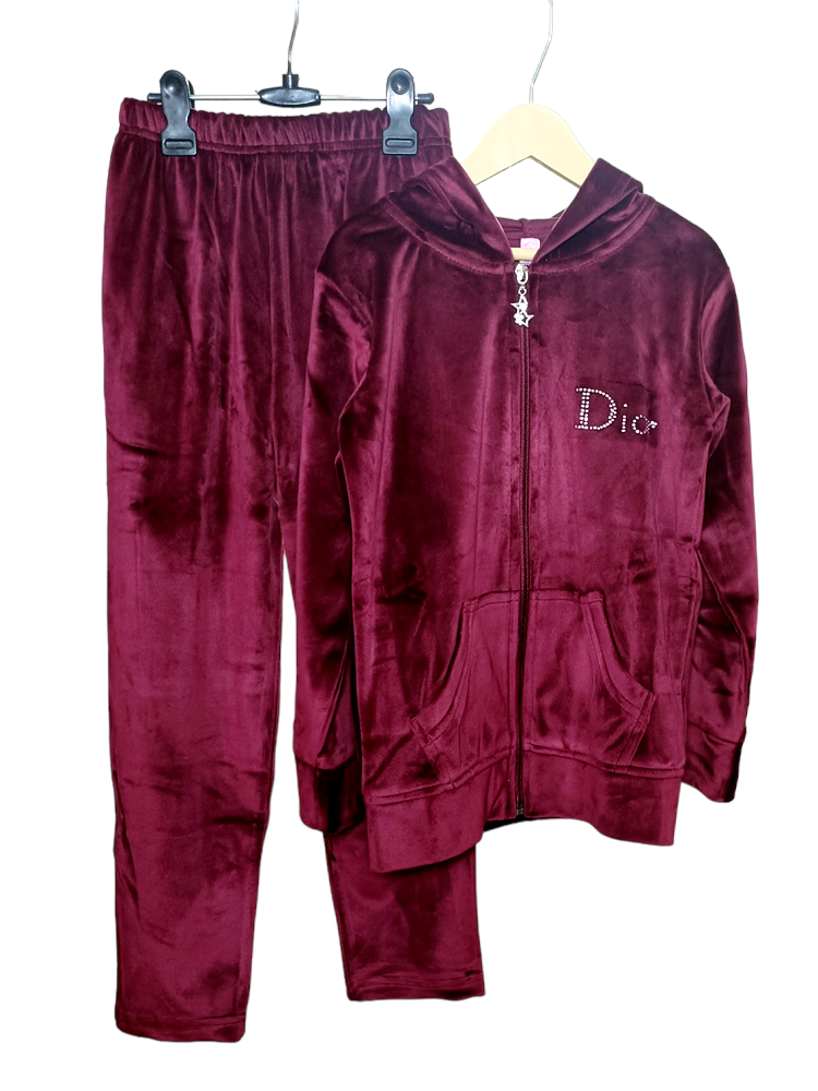 Girls velvet tracksuit hotsell