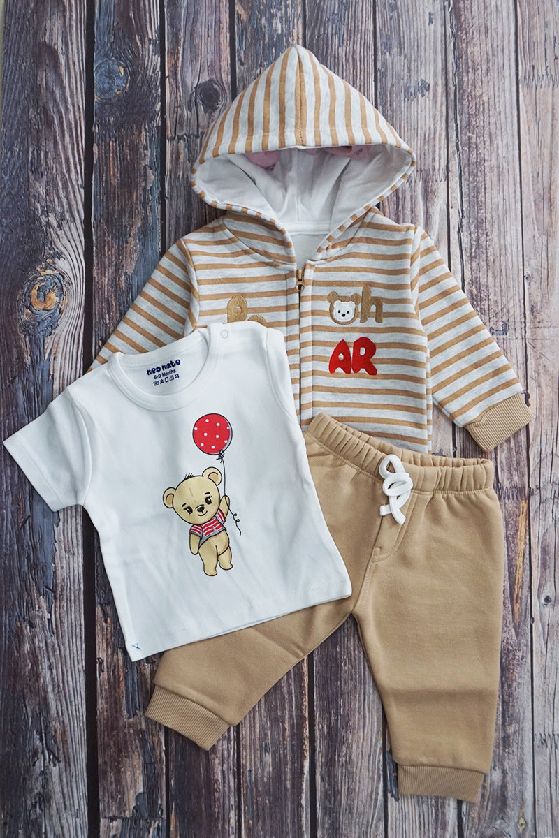 3-Piece Hooded Polyfill Suit with Cotton T-shirt