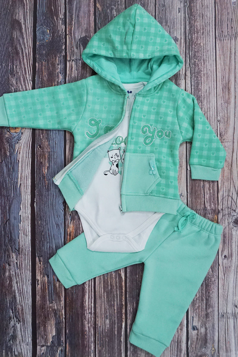 3-Piece Hooded Polyfill Suit with Cotton Tshirt