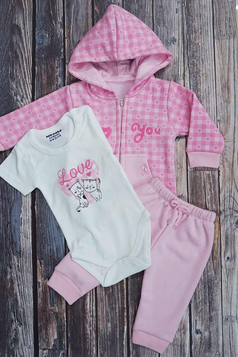 3-Piece Hooded Polyfill Suit with Cotton T-shirt.