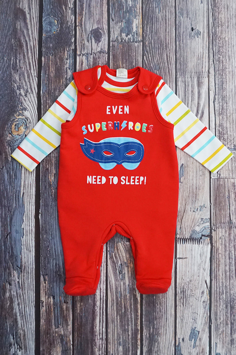 Fleece Romper & Cotton T-shirt Set - Red