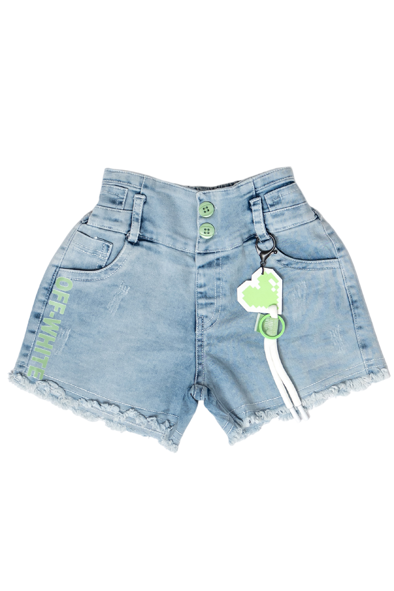 Cotton Top & Frayed Shorts (Green)