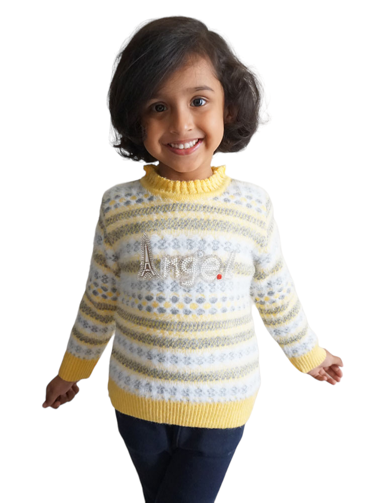 Light yellow Unisex Hand Knitted Sweater, Size: 4 Yr Child at Rs