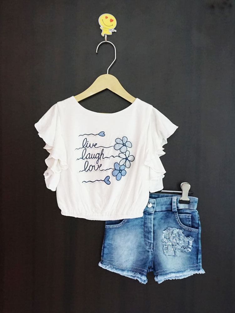 Lycra cotton Top with Denim Short