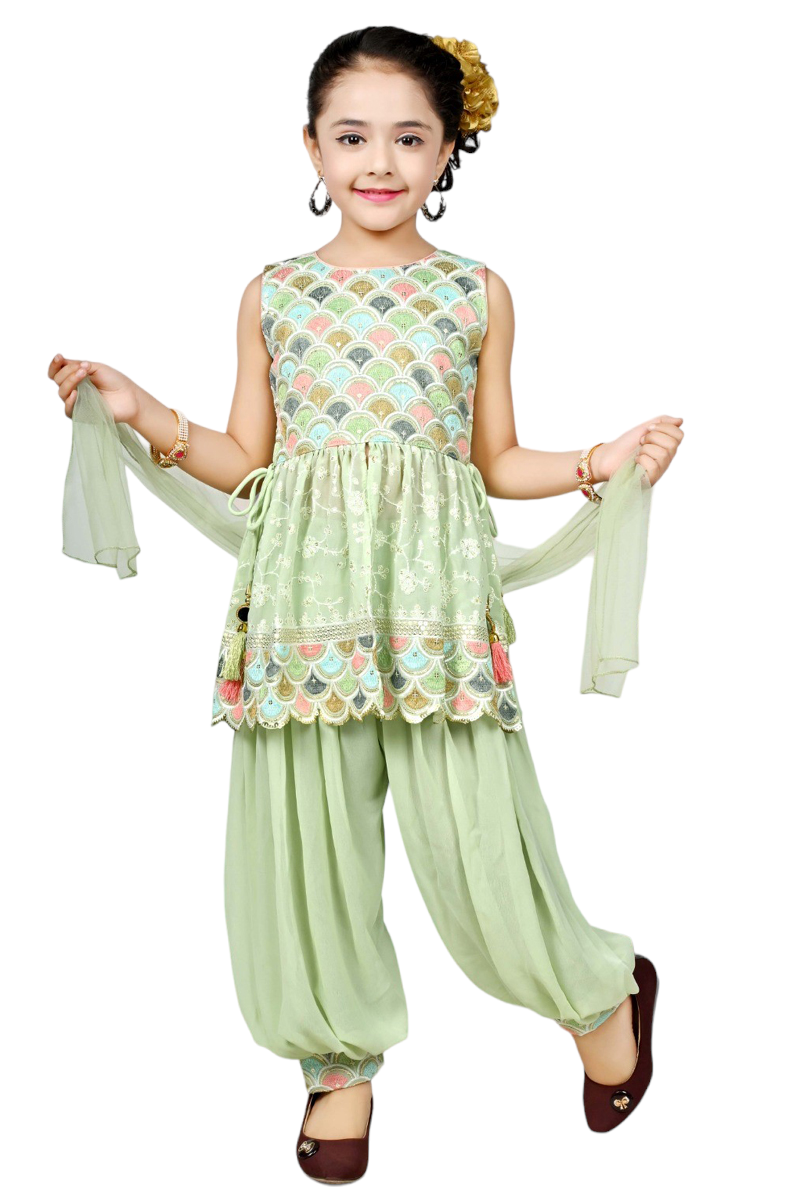 Afghani Salwar and Kurti (Light Green)