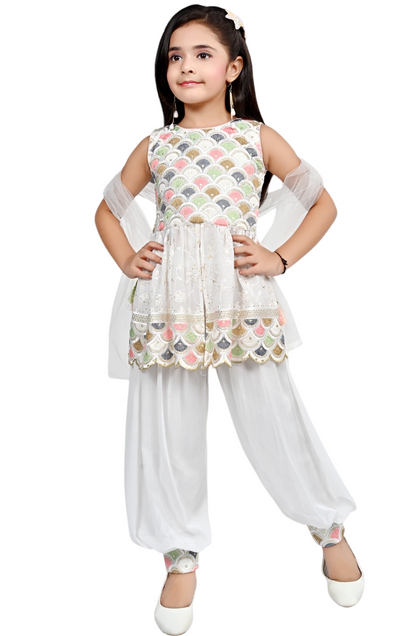 Afghani Salwar and Kurti (White)