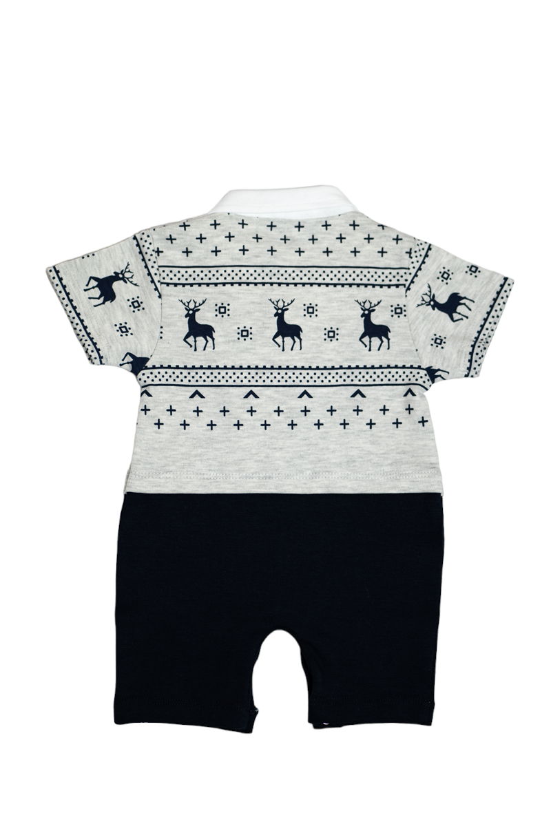 Boys Cotton Romper (Navy Blue)