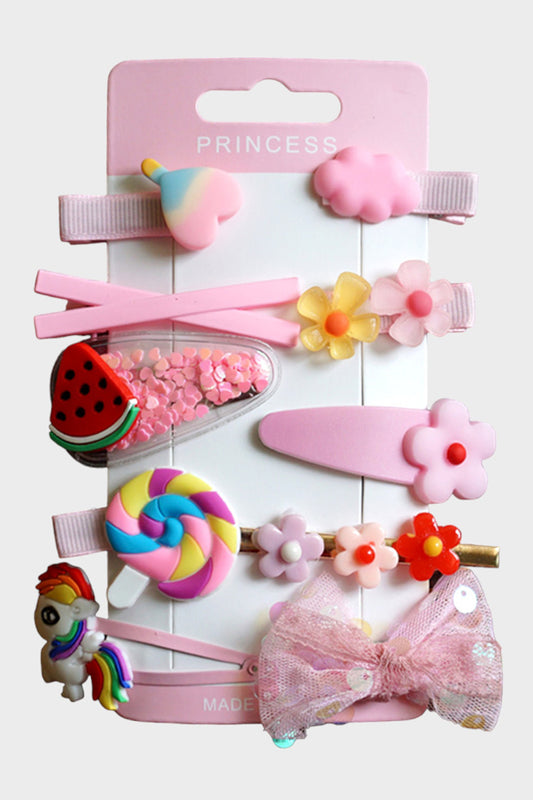 Set of 10 Assorted Hair Clips - Unicorn