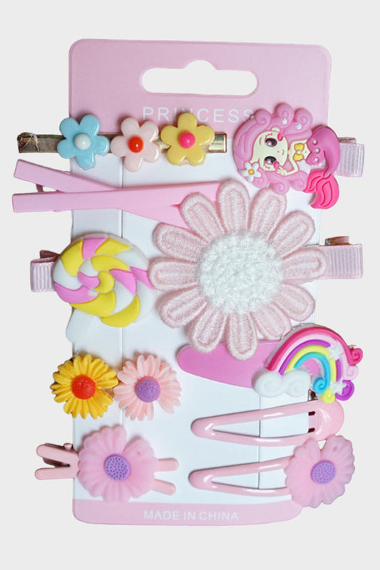 Set of 10 Assorted Hair Clips - Flower