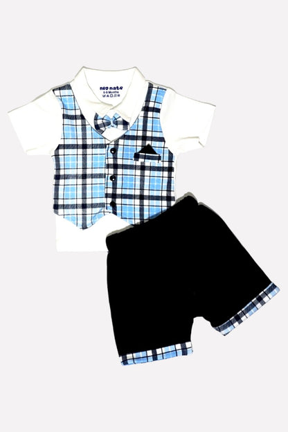 Boys Cotton Jacket Co-od Set (Sky)