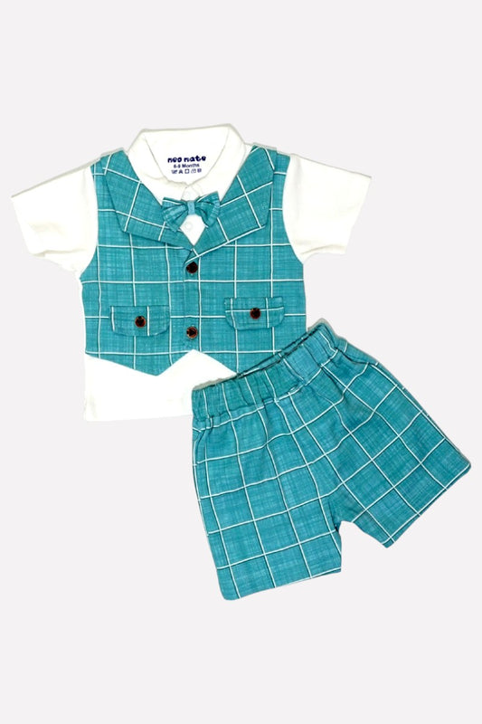 Boys Cotton Jacket Co-od Set (Sky)