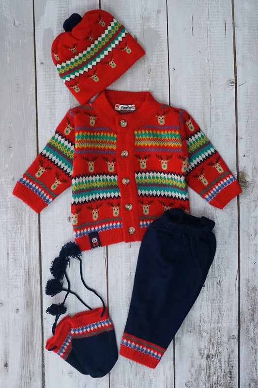 Sweater Knitted Set - Red