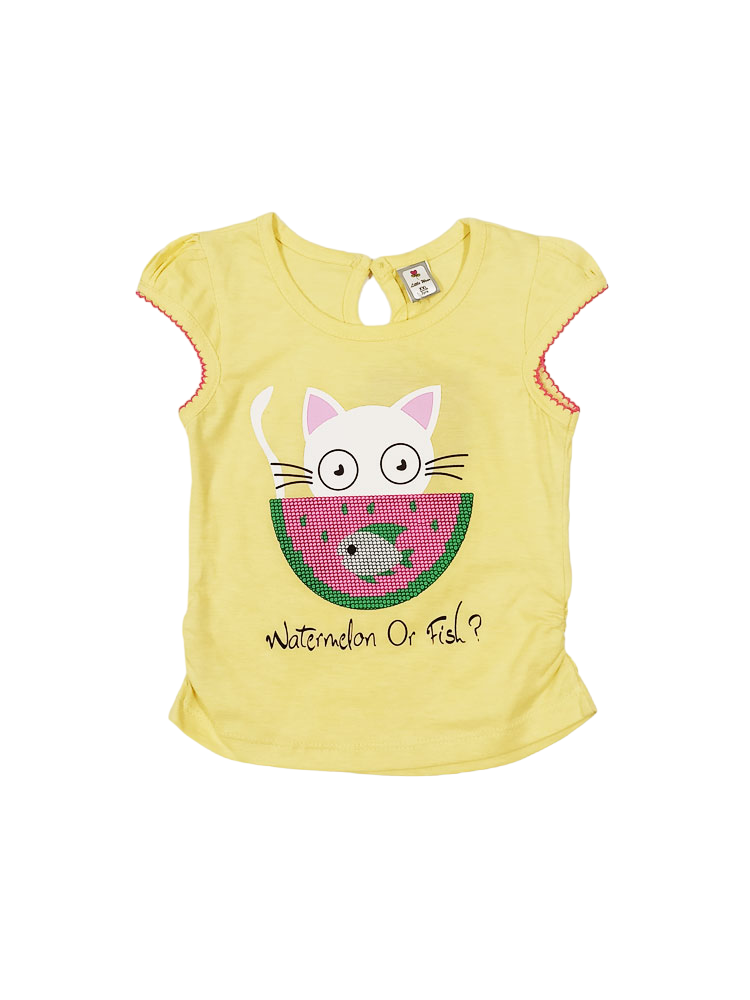 Cat&Fish Cotton Top with Denim Short