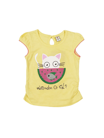 Cat&Fish Cotton Top with Denim Short