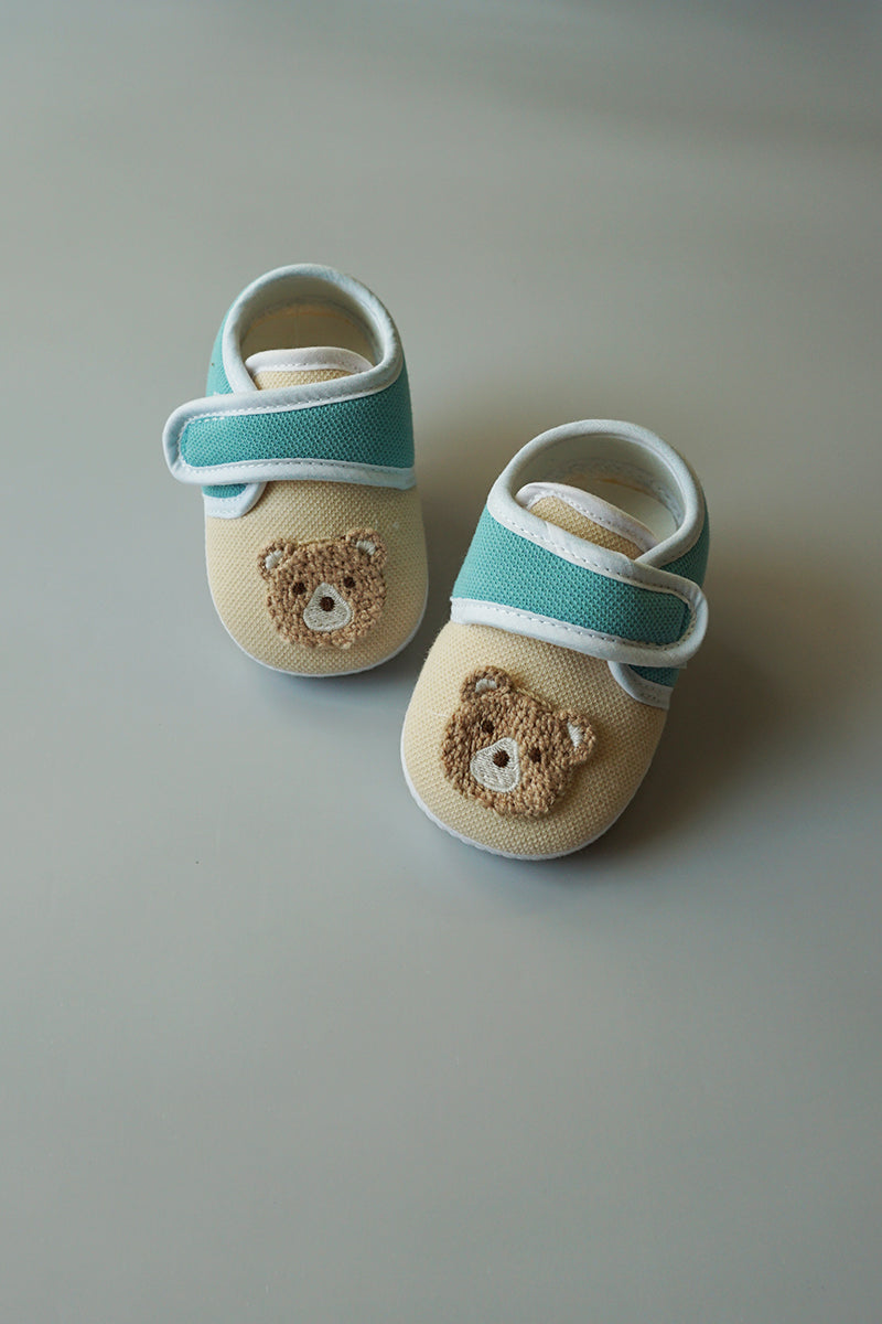 Soft Baby Shoes with Teddy Patch (Beige)