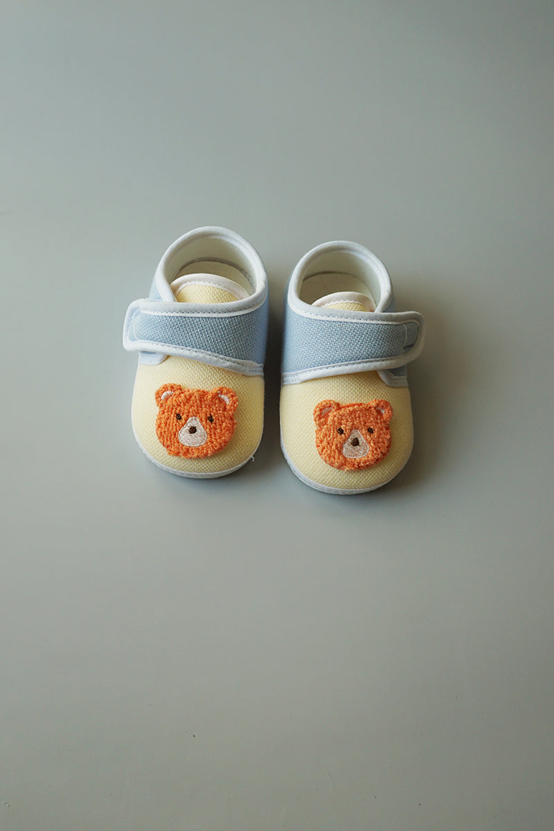 Soft Baby Shoes with Teddy Patch (Lemon)