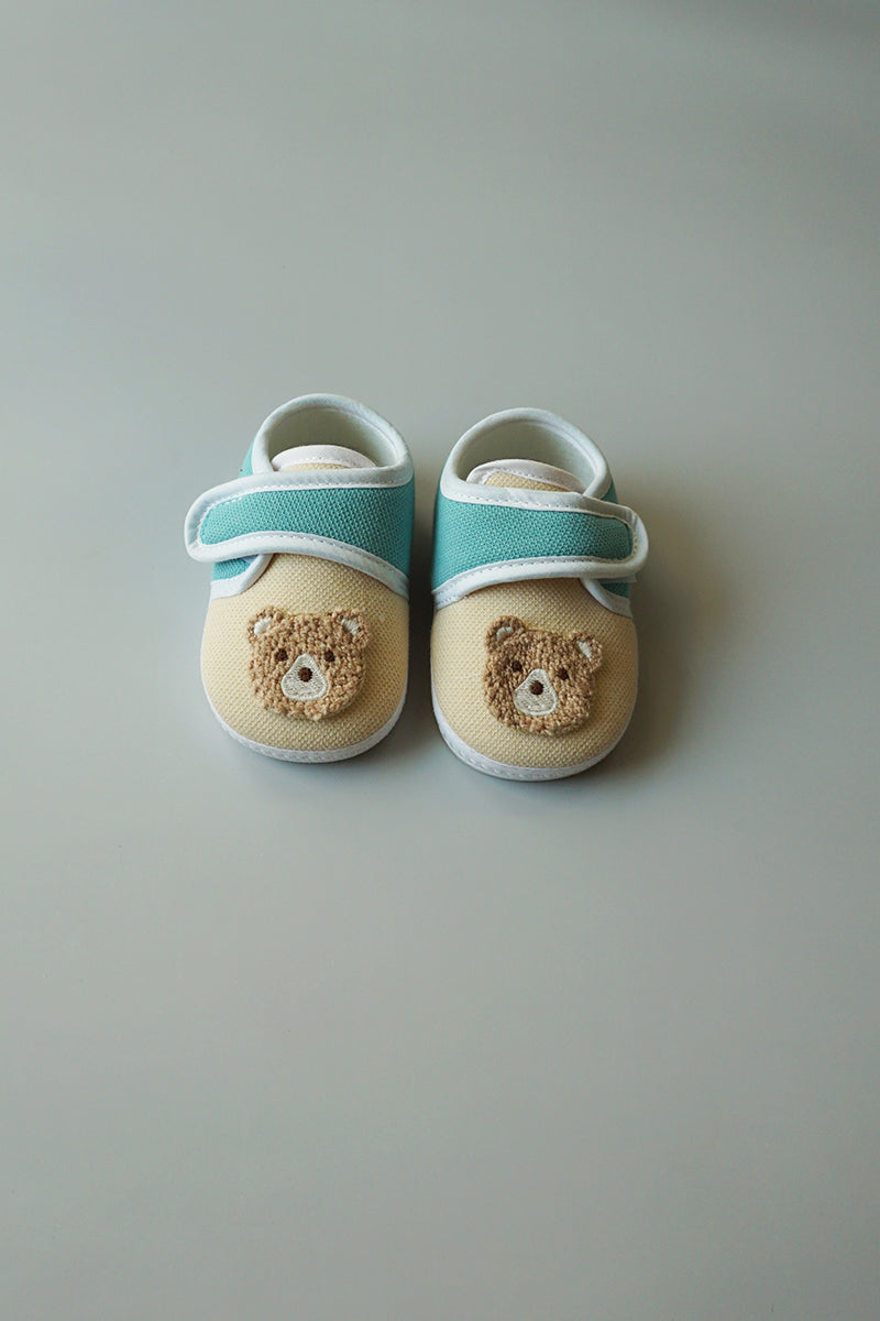 Soft Baby Shoes with Teddy Patch (Beige)