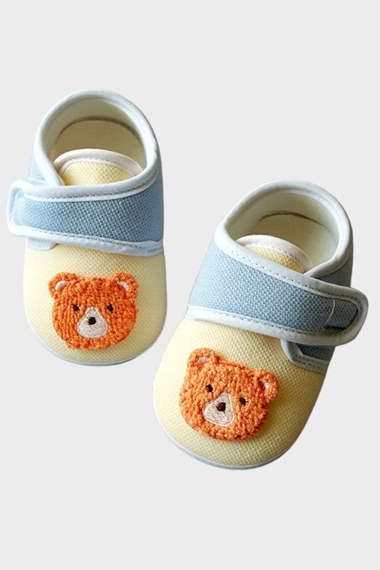 Soft Baby Shoes with Teddy Patch (Lemon)