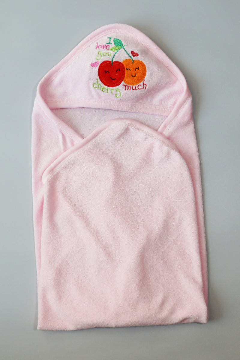 Hooded Terry Towel Wrapping Sheet (Pink)